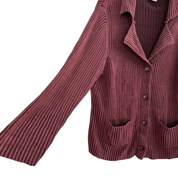 VTG Woolrich Cabernet Knit Cardigan Ribbed Button Up Sweater L - Picture 2 of 9